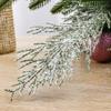 1/60Pcs Christmas Frosted Pine Branches Artificial Faux Cedar Fake Snow Sprigs Pine Leaves Plastic Cypress Garland Wreath DIY