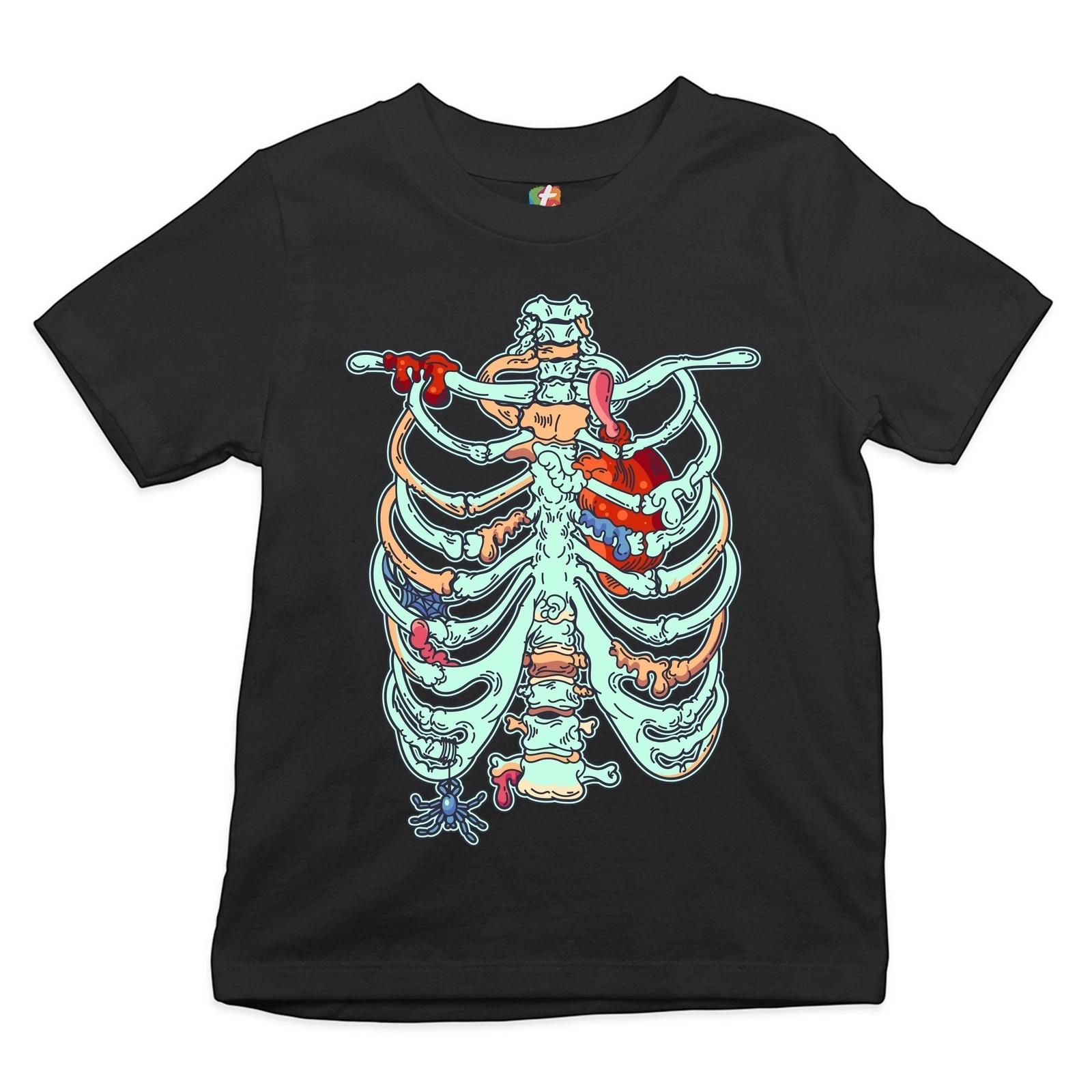 Zombie Rib Cage Youth kids boys T-Shirt All Hallows Eve Spooky Halloween Skeleton Kids 100