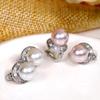 Cao Shi's Fashionable Zircon and Pearl Earrings for Women Simple Stylish Round Zircon Artificial Pearl Earrings for Women