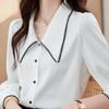 Navava Women S Stitch Point Over Collar Long Sleeve blouSe Nb2506