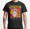0925 Catzilla King of Monster Gift T Shirt for Cat Lover 100 Cotton Printed Cute Kitty Graphic Tee Short Sleeve Y2k Clothes