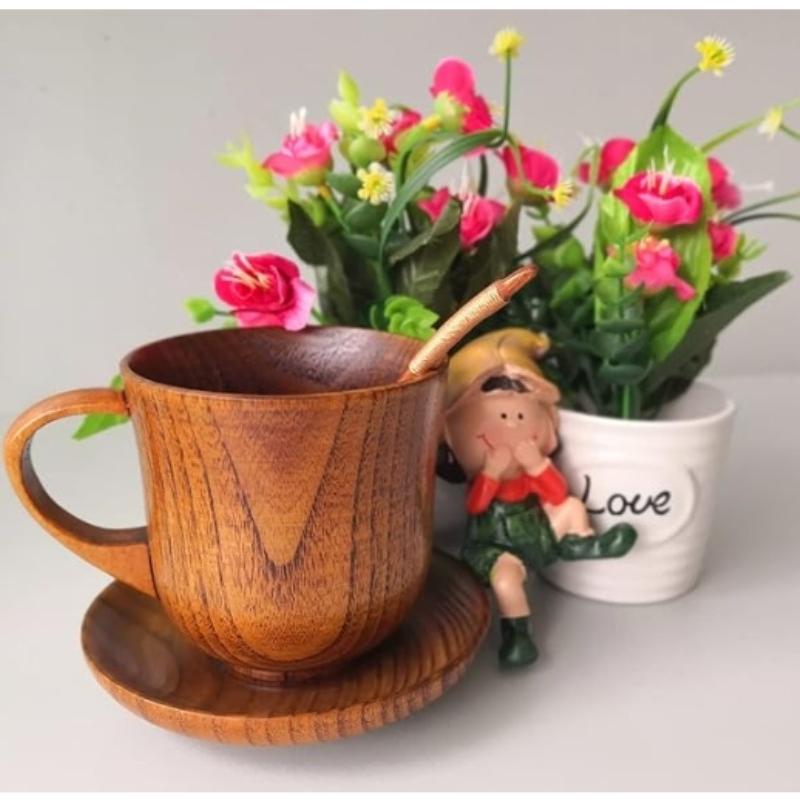 1pc Wooden Cup Jujube Sour Wood Household High Temperature Resistant Tea Coffee Beer Cup Kitchen Bar Drinkware Wood Drinking Mug