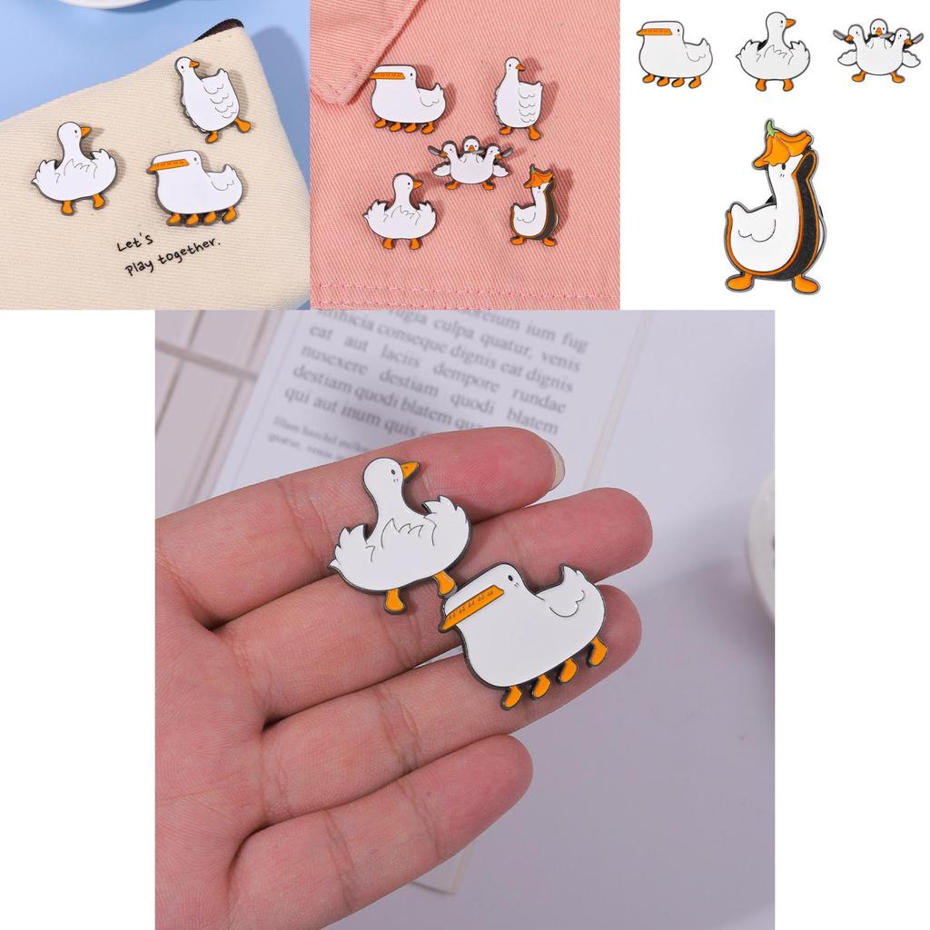 Unique Stylish Duck Brooch Three Headed Design Fun Goose Metal Pin For Clothing