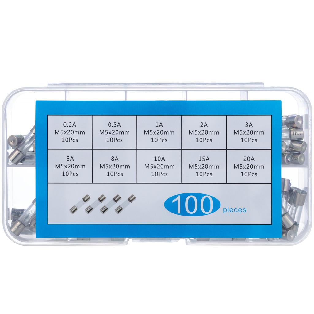 Rosfix WTA Sicherungssatz Glas Schnell 5x20mm – 100 Stück | Bereich 0.2A–20A | Hohe Qualität und Sicherheit