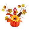 Rustic Autumn Floral Arrangement Fall Artificial Pumpkin Table Centerpiece, Fake Decoration with Sunflowers, Halloween Party Ornament Maple