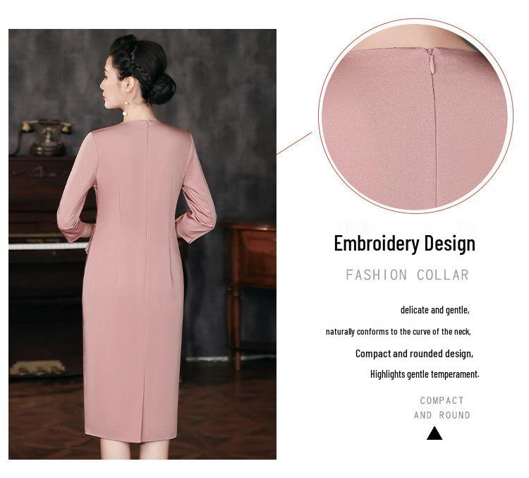 2024 Autumn Elegant Mid-Length Slimming Dress for Mother of the Bride