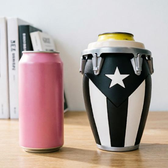 Puerto Rican Flag Conga Style 3D Printed Can Holder, Beverage Insulator, Lightweight 12oz Can Cooler for Parties Beaches Barbecues Caribbean Gift