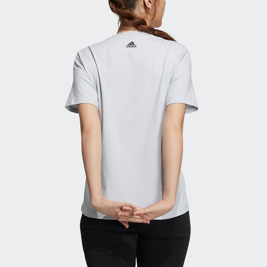 Adidas W Bos Tee Sporty Print Logo Crew Neck Short Sleeve T-Shirt Women Tops Light-Blue HA3634