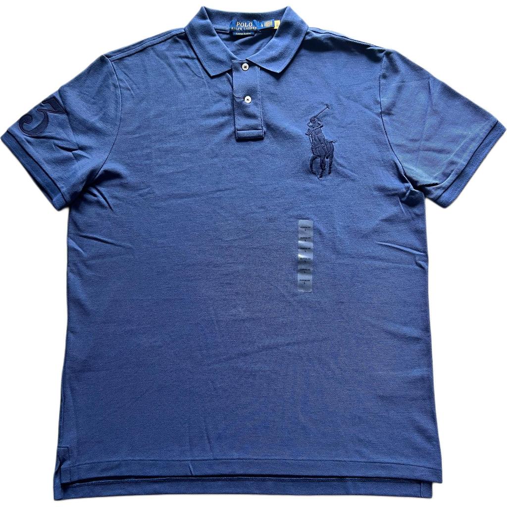Polo Ralph Lauren Solid Color Big Pony Logo Embroidered Short Sleeve Polo Shirt Men tops Royal-Blue 710697457-066