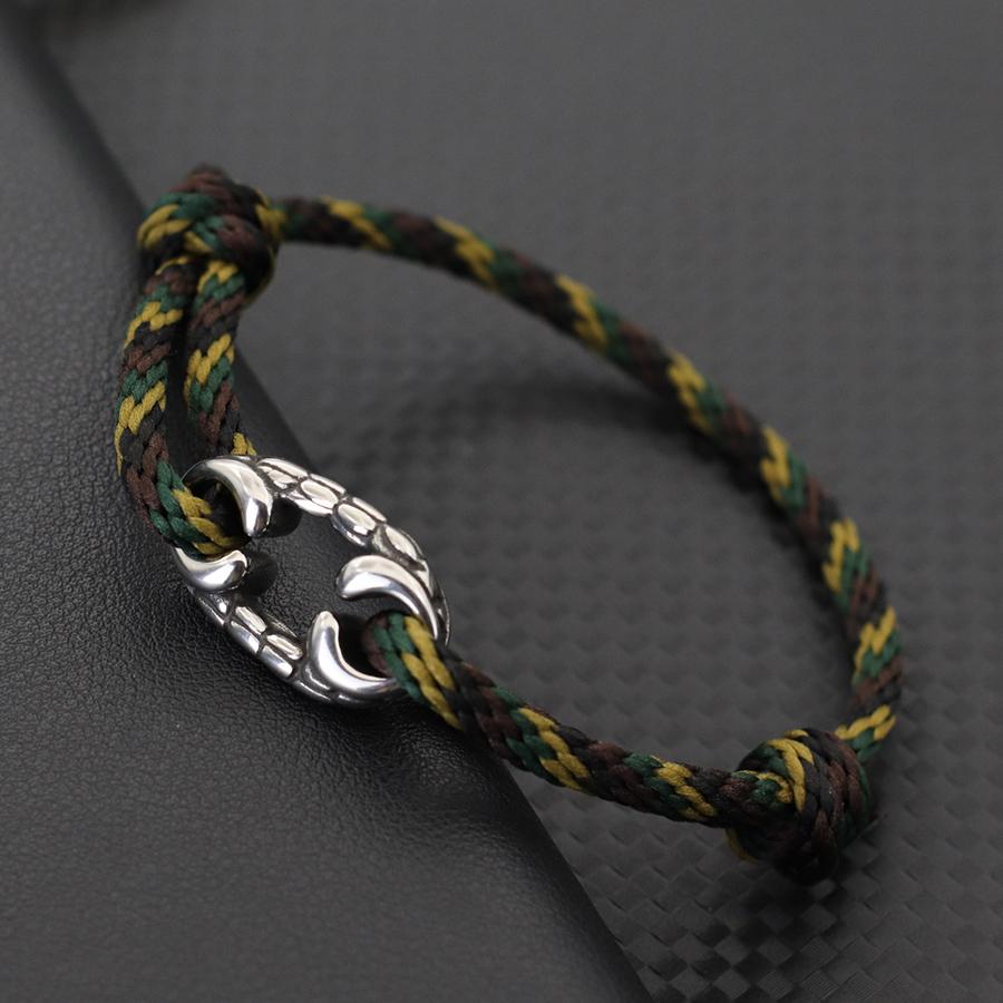 Handmade Ethnic String Bracelet For Men Sliding Adjustable Nautical Wrap Braslet With Stainless Steel Outdoor Cycling Braclet