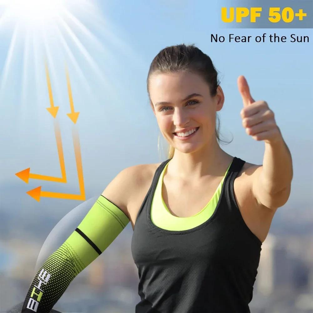 1Pair Sports Arm Compression Sleeve UV Protection Basketball Cycling Running Volleyball Sunscreen Bands Arm Warmer