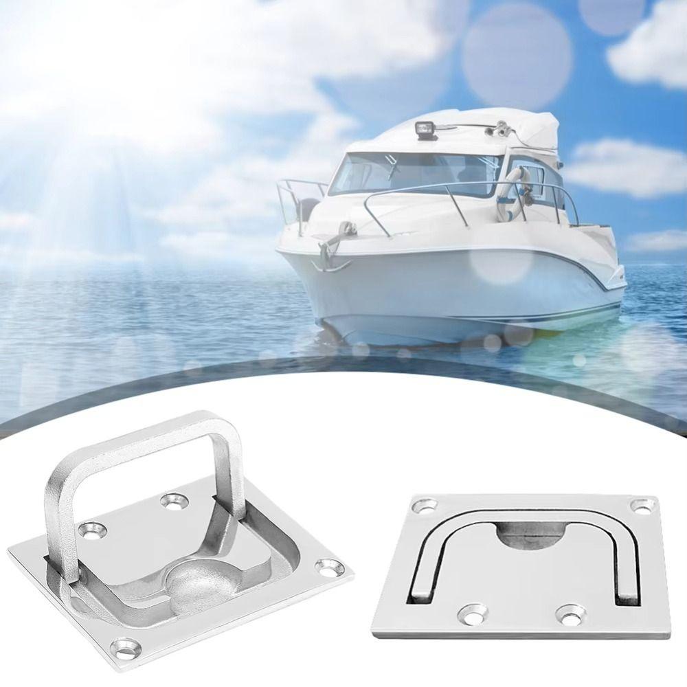 Mirror Finish Marine Hardware Square Shape Boat Hardware Floor Buckle Yacht Accessories  Deck Cover