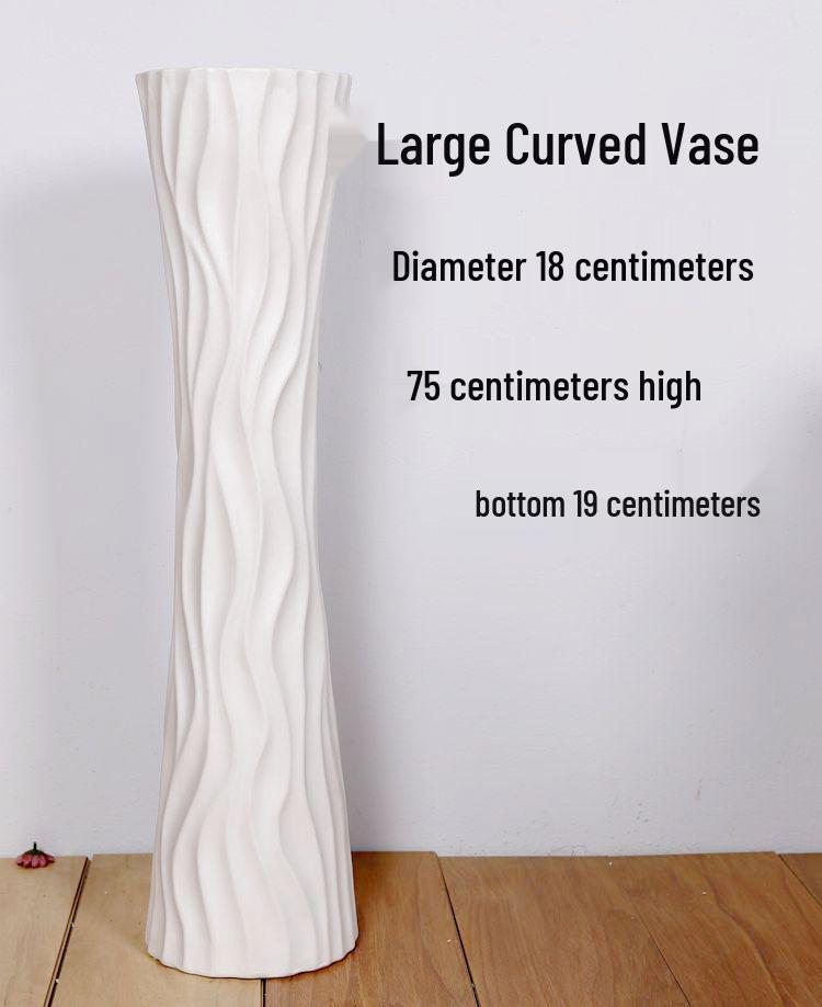 Moderne weiße Keramik-Bodenvase: Europäisches Minimalistisches Design für Wohnzimmer-Dekorationen, Getrocknete & Seidenblumen