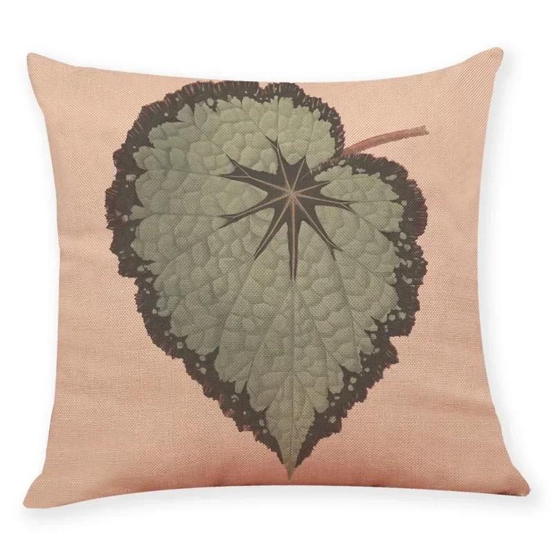 Tropical Plants Pillowcase Big Leaf Pattern Linen Pillowcase Car Living Room Sofa Cushion Cover 45*45Cm