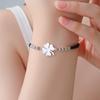 Cazador Stainless Steel Four-leaf Clover Charm Women's Hand Bracelets Red Black Color Wax Rope Bracelets Lucky Jewelry Gifts