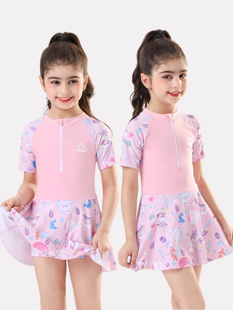 New 2025 Girls' One-Piece Quick-Dry Swimsuit for Kids - Ideal for Hot Springs & Training
