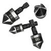3PC Hexagonal Shank 90 Degree Black Five Blade Chamferer 12/16/19mm Countersink Drill Woodworking Hole Opener Tool Set