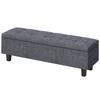Storage Ottoman Bench In Linen Look With Rubber Wood Legs For Living Room Bedroom Hallway Dark Gray