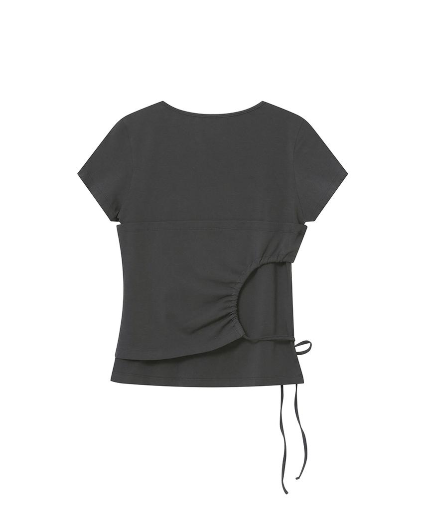 MISEKI SEOUL String Shirring Short Sleeve Charcoal