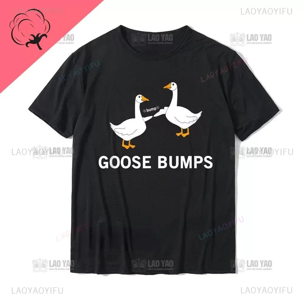 Kawaii Koszulka z Gęsią Zabawna Koszulka Gęsia Skórka Głupia Gęś Kobiety Mężczyźni Casualowe Topy do Dojazdów Oversizowa Koszulka Camisetas Koszulki na Zamówienie