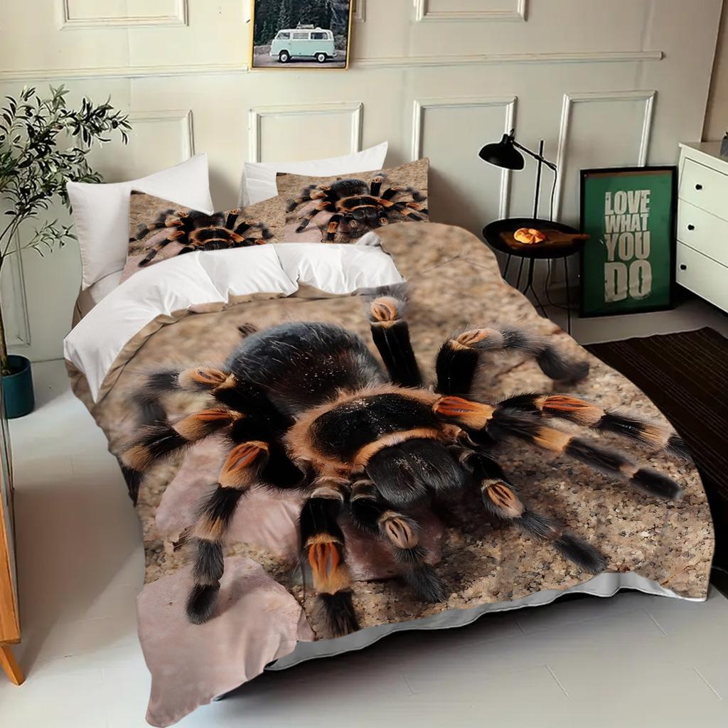 Spider Design 3d Printed Duvet Cover Set Wildlife Theme Polyester Bedding Set Soft Comfortable Luxury Quilt Cover Pillowcase