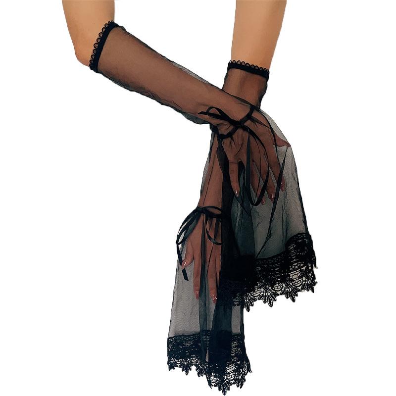 Halloween Long Mesh Bow Sleeves 1920S Prom Costume Accessories Gloves