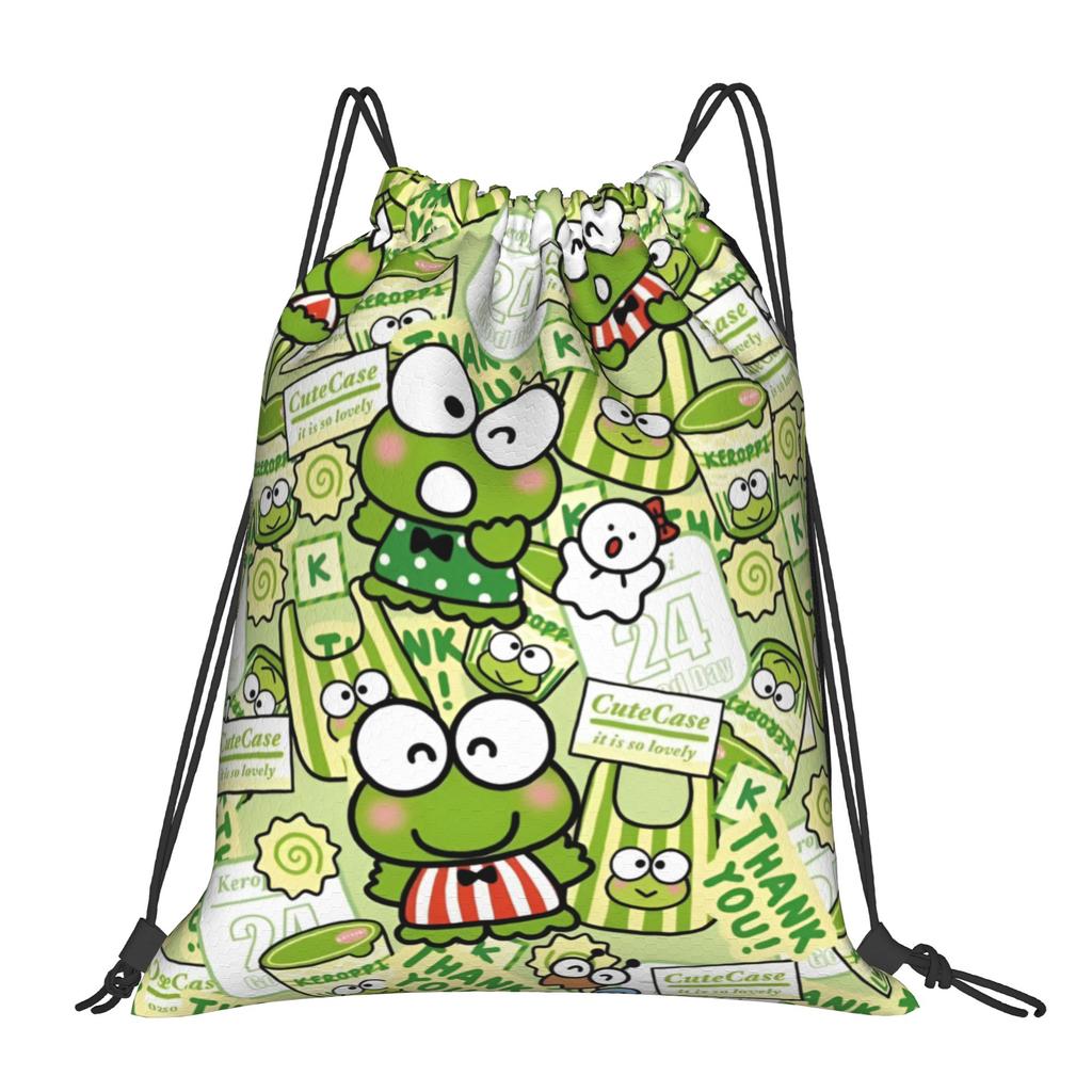 Custom K-KeroKeroKeroppies Drawstring Bags Men Women Foldable Sports Gym Sackpack Frog Cartoon Shopping Storage Backpacks