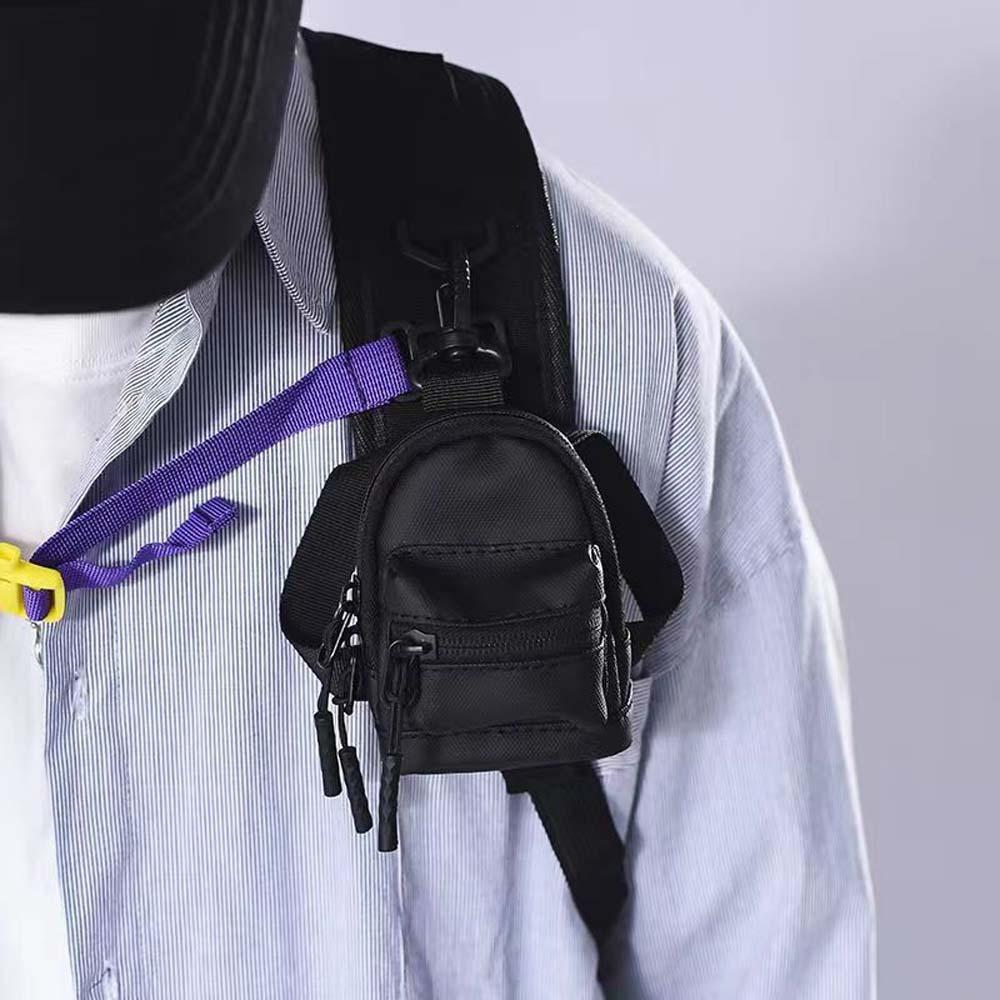 

Zipper Bag Hanging Neck Coin Purse Square Small Card Holder Oxford Cloth Mini Wallet Daily Grey