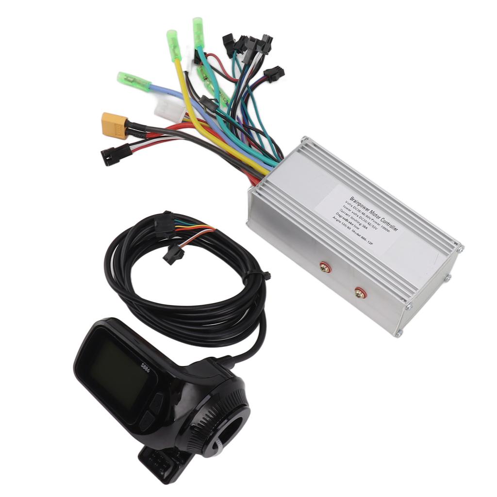 Sada ovladače pro elektrokolo 36V 48V 60V 1000W 38A Sinusový 3-režimový bezkartáčový ovladač 886 Panel s palcovou plynem Kolo