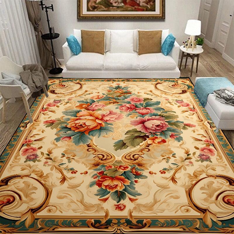 Luxusní Evropský Koberec Velkých Rozměrů Dekorace Obývacího Pokoje Domácí Kobereček do Prostoru Vedle Pohovky pro Ložnici Protiskluzový Šatna Pratelná Podložka na Podlahu