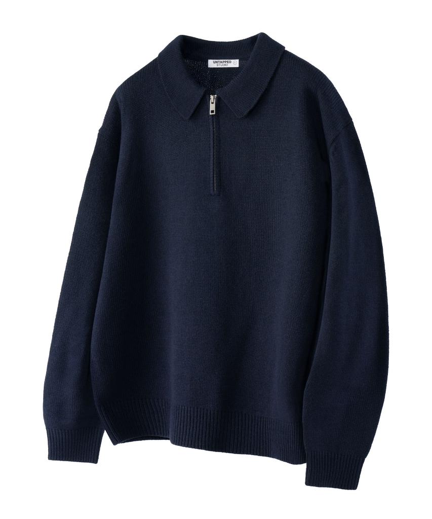 UNTAPPED STUDIO [2Pack] Oversized Half-Zip Collar Hacci Knit 5 Colors