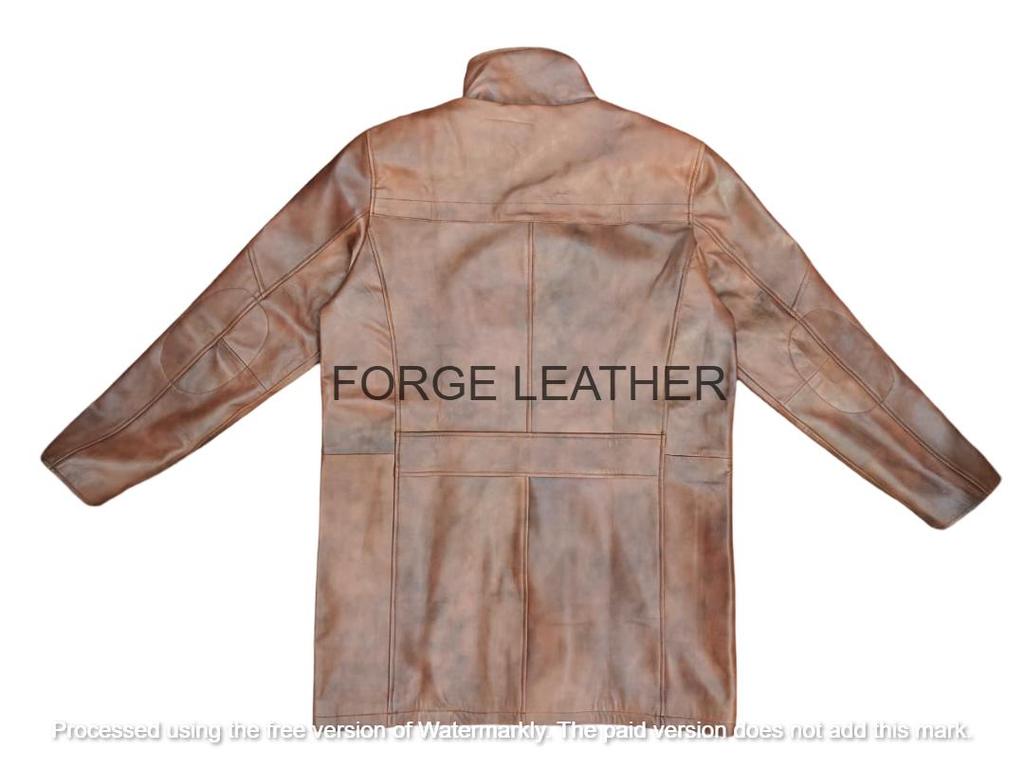 Brown Halloween Stylish Formal Casual Men Trench Coat Genuine Leather Lambskin