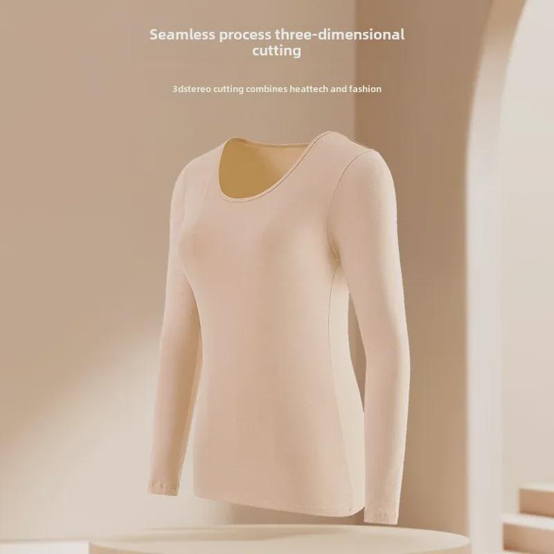 Women's Pure Cotton Long-Sleeve Thermal Sweater - Round Neck, Autumn/Winter Warm Top