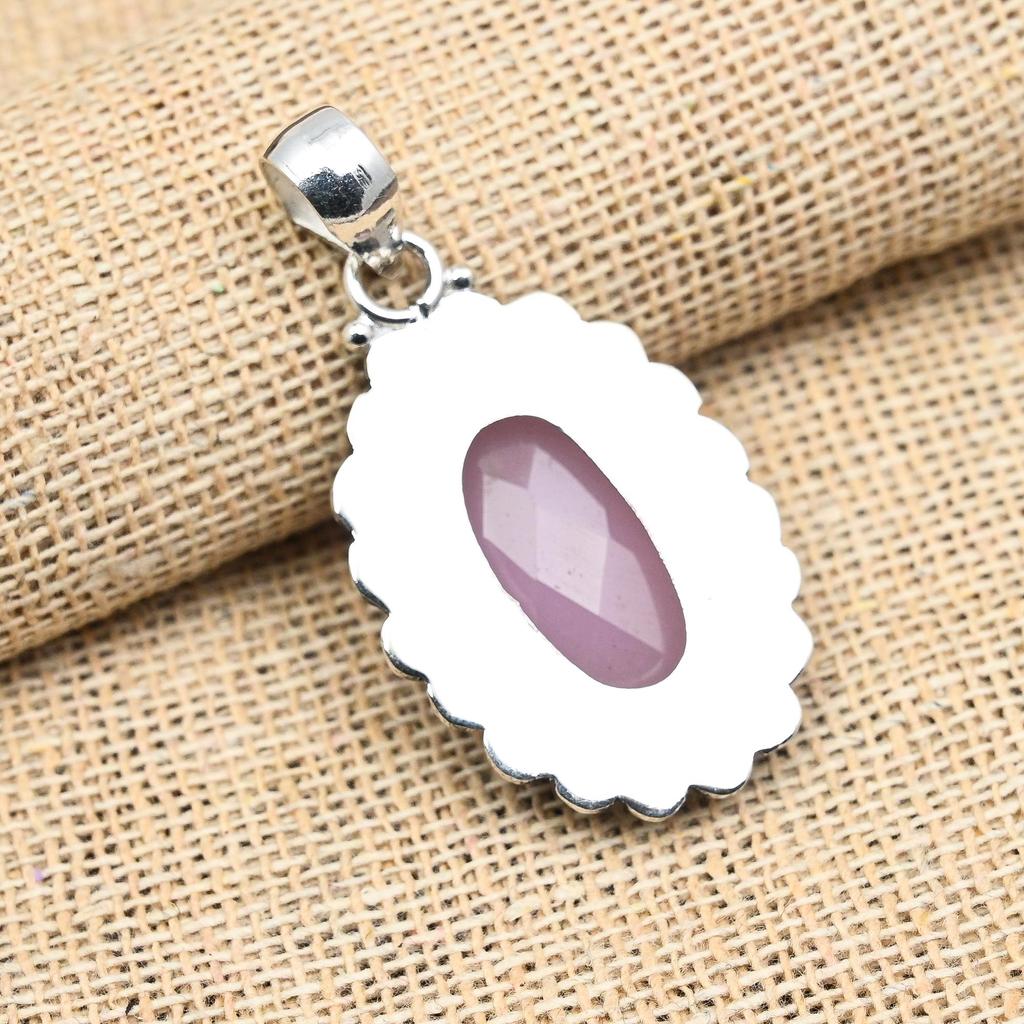 Glorious Pink Chalcedony Gemstone Handmade 925 Solid Sterling Silver Jewelry Pendant Foe Women