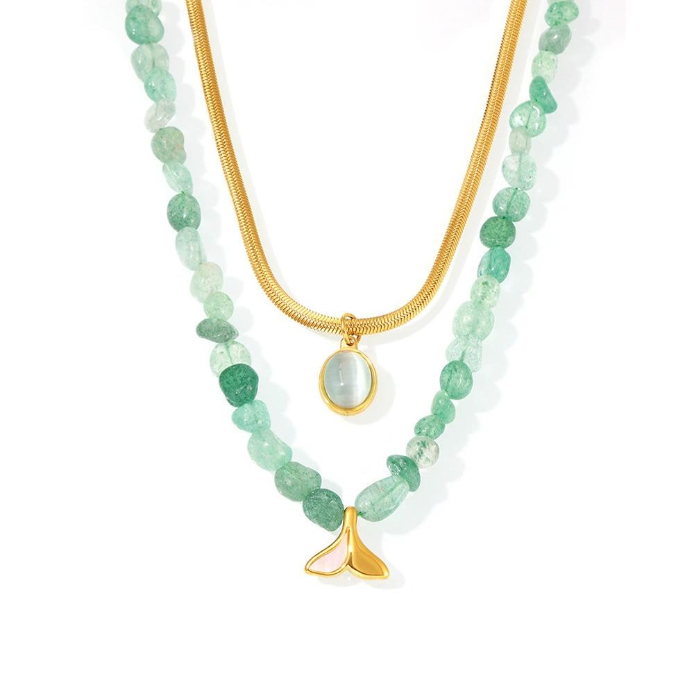 

Collar de capas con colgante de piedra natural y concha estilo bohemio para mujer