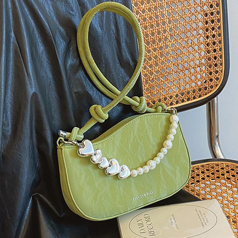 

Новая нишевая дизайнерская сумка через плечо в корейском стиле с текстурой и жемчужной цепочкой