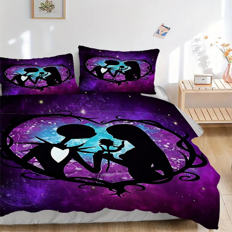 3pcs Love Moonlight Bedding,Quilt Set Quilt Cover Pillowcase Home Birthday Gift (1 * Duvet Cover + 2 * Pillowcase) B729017