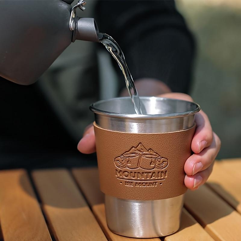 8 Pieces Outdoor Stainless Steel Cup Cup Cover Water Cup Heat Insulation Cover Anti-scald High Temperature Resistant Cup Cover