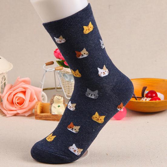 Women's Winter Stylish Autumn Cartoon Animal Cute Cat Pattern Cotton Ankle Socks