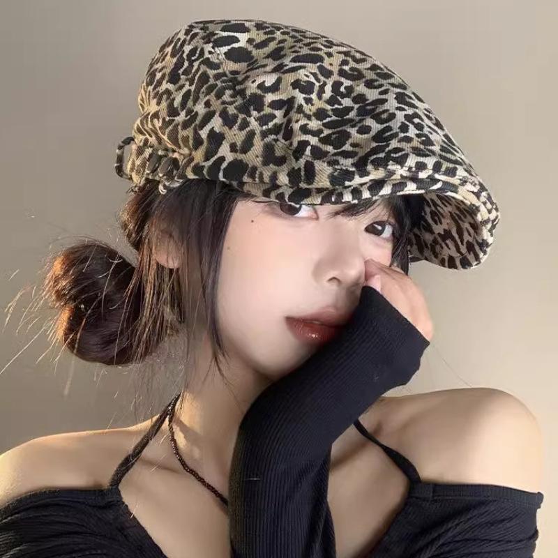 Summer Thin Niche Leopard Print Forward Hat Woman