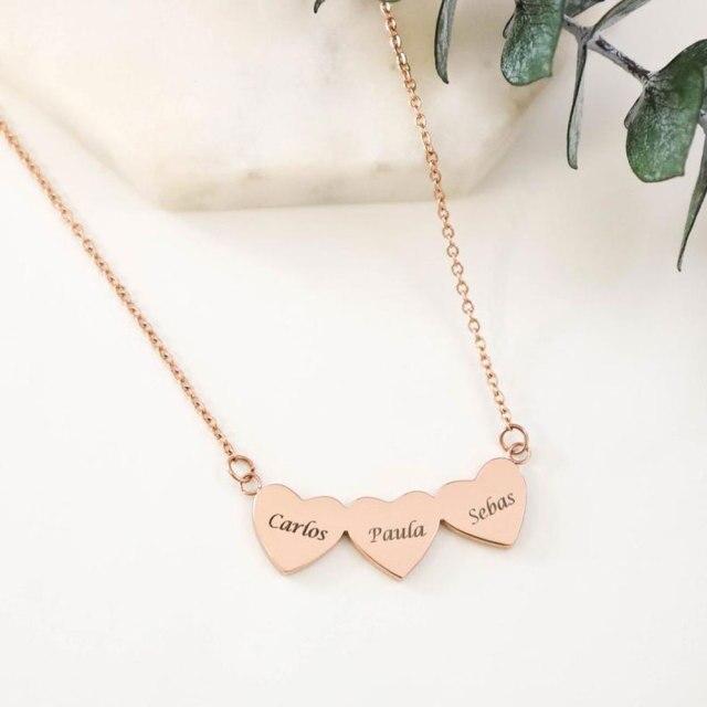 Mini World Heart Pendant Necklaces Stainless For Women Steel Gold Color 1 4 Names Love Heart Pendant Carved Date 'S Jewelry Present GiftTrendy Pendant