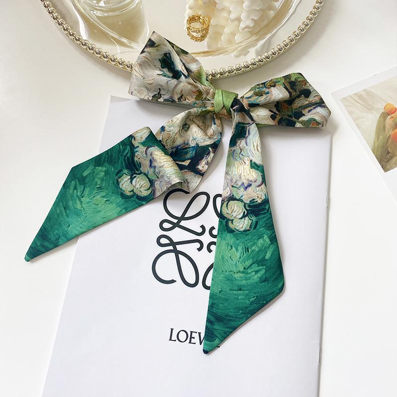 Fashion Skinny Silk Scarf for Women Fashion Hair Ribbons Headbands Bandana Female Bag Wrist Wrap Neckerchief Foulard Neck Ties