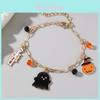Halloween Pumpkin Bat Ghost Jewelry For Girls With Zinc Alloy And Leather Finish