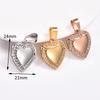 Stainless Steel Zirconia Heart Photo Locket Pendant Openable Picture Box Frame Charms Chain Necklace for Women Men Metal Jewelry