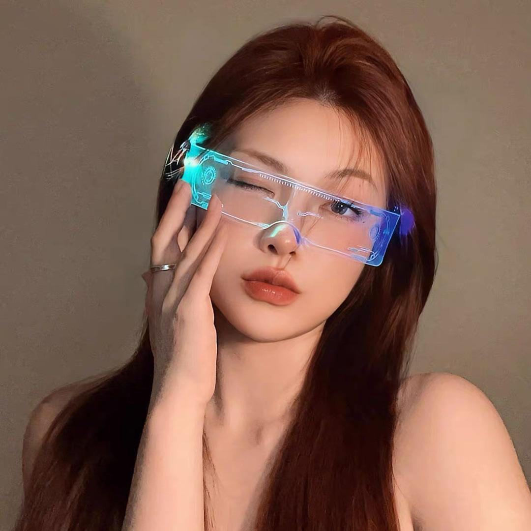 

Солнцезащитные очки Cyberpunk LED Luminous - красочный реквизит для диско-фото new colorful double control