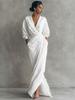 Women's Suede Lapel not Included Belt Maxi Dress Single-Breasted Long Sleeve Tailored Fall Winter Semi-Formal