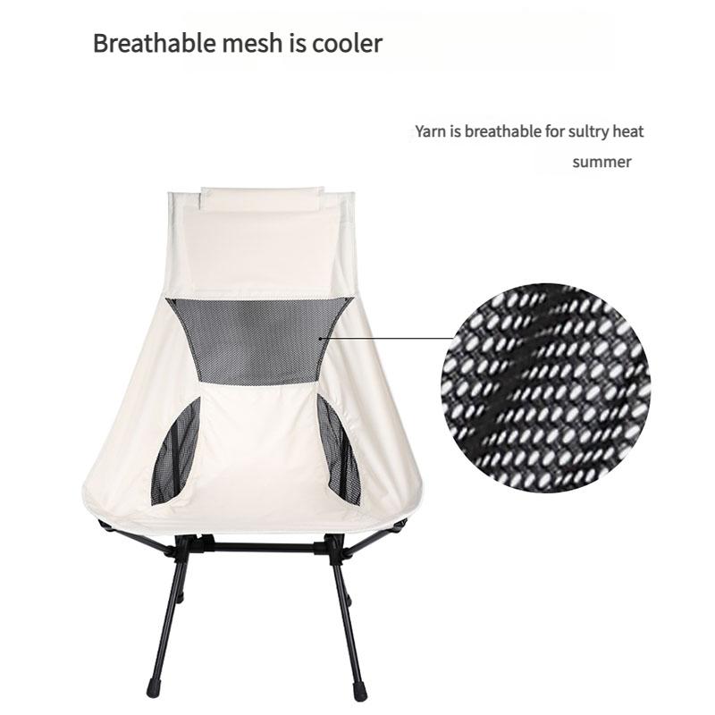 Zusammenklappbarer Mondstuhl Breite Basis Atmungsaktiver Klappsitz Kippsicheres Design Tragbarer Campinghocker Leichtgewicht für Strand Picknick Outdoor