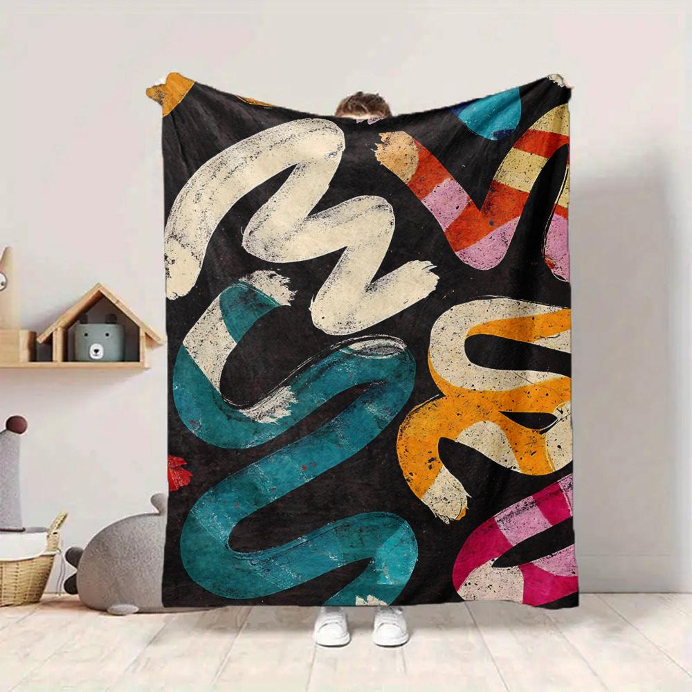 1pc Abstract Art Print Blanket Warm,Perfect for Camping And Travel, Making It a Great Gift for Any Season yy250904168