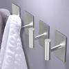 2Pcs Self Adhesive Robe Hanger Holder Stainless Steel Toilet Hanging Rack Bathroom Towel Hooks  Key