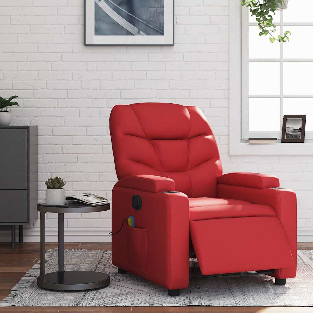 Electric Massage Chair In Red Artificial Leather